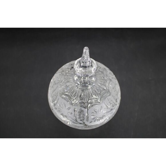 Vtg Glass/Crystal Zajecar Round Ball Shaped Etched Flower Footed Candy Dish Heav - Picture 5 of 8